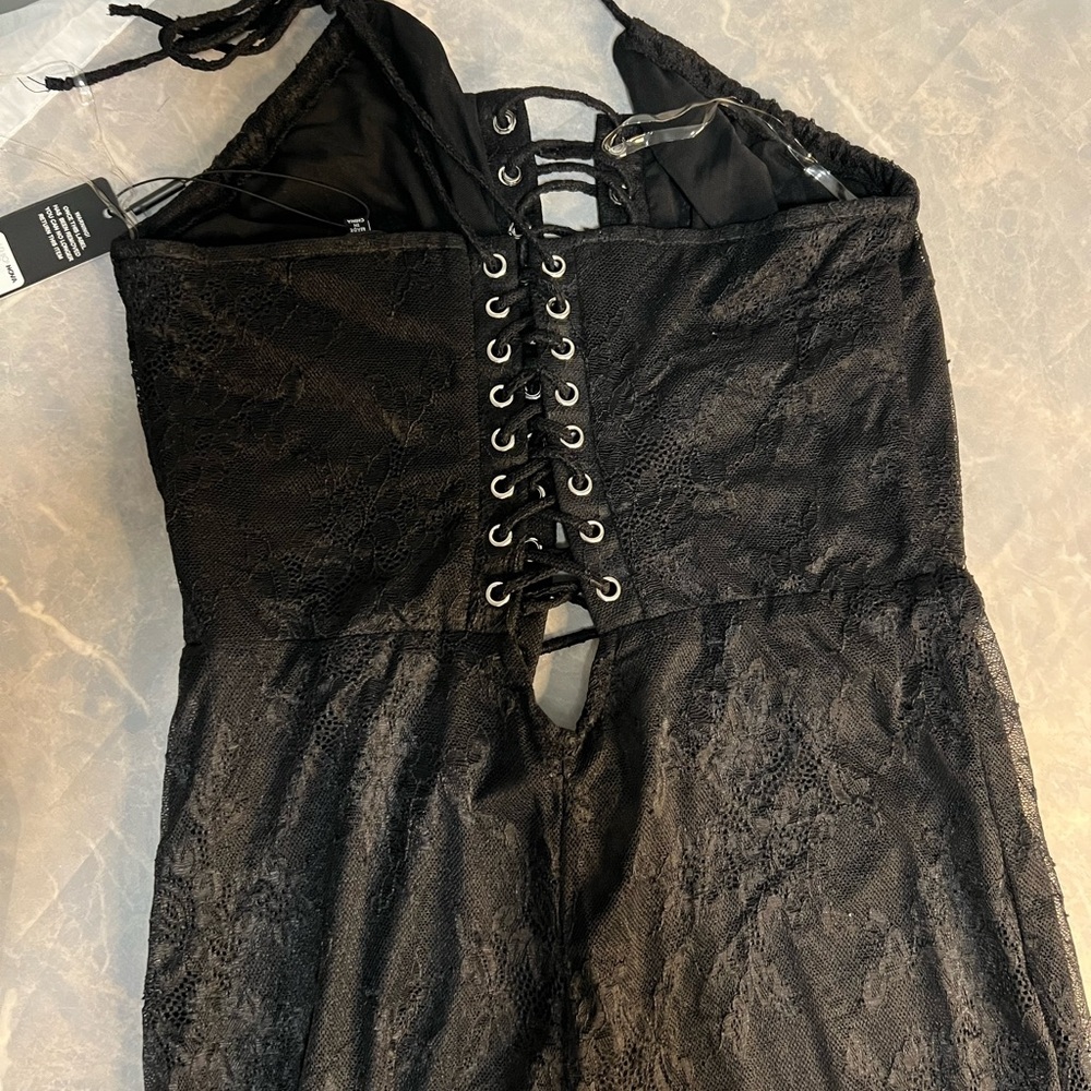 Fashion Nova Black Lace Up Corset Wide Leg Jumpsuit | NWT | Size L - Picture 7 of 7